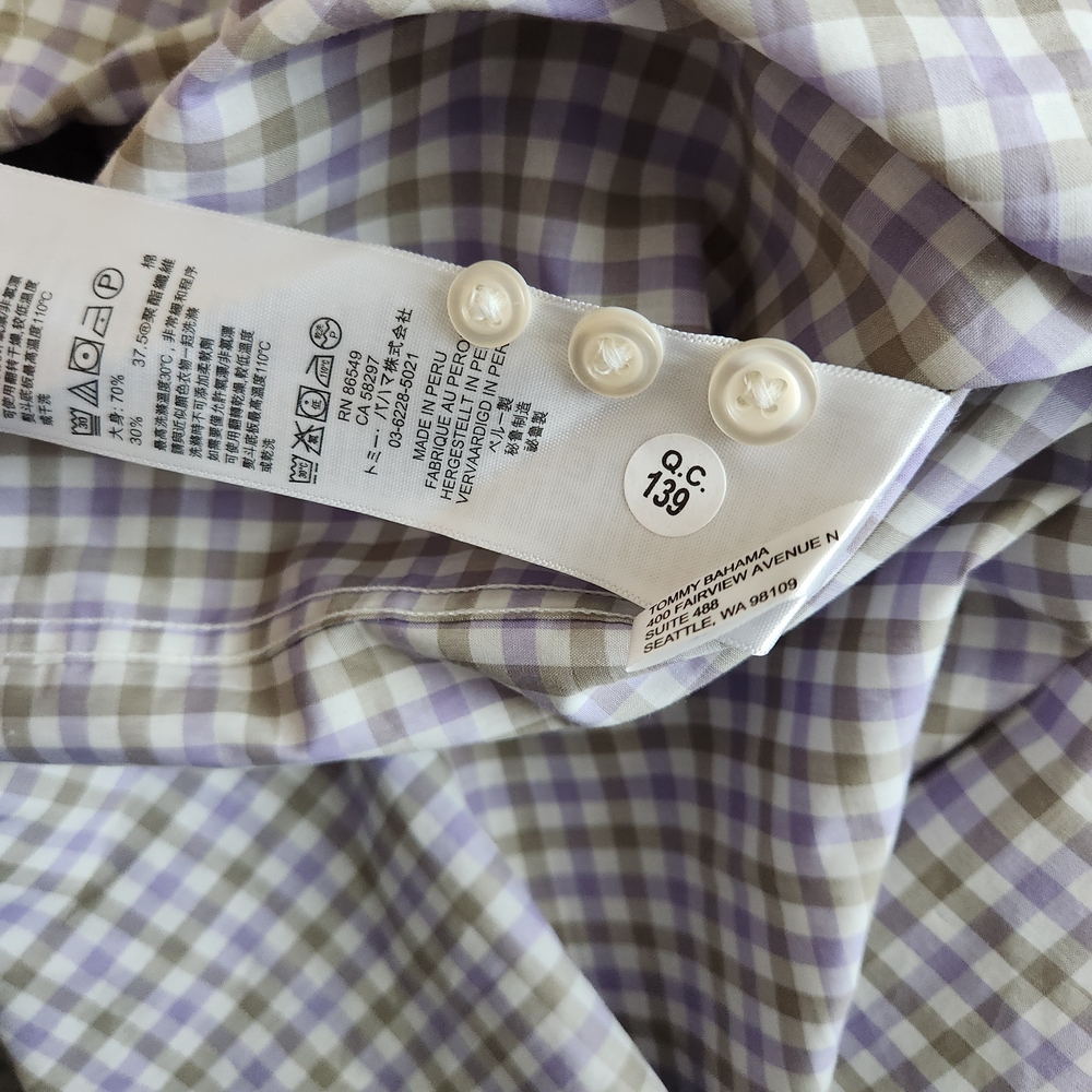 Tommy Bahama Island Zone Gingham Button Up Long Sleeve Shirt Men's 3XL Purple - Picture 7 of 9